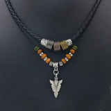 Stacked Artificial Leather Rope Beaded Necklace Men